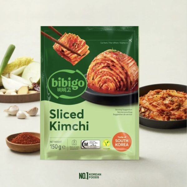 Bibigo Vegan Sliced Kimchi 150g – Authentic Korean Fermented Side Dish | Plant-Based Kimchi at Berdelish Imus