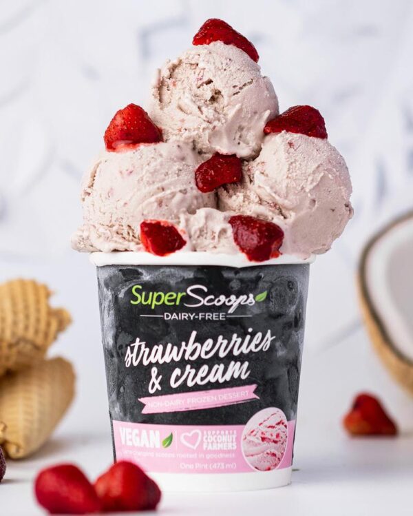 Superscoops Strawberries & Cream Pint – Dairy-Free Vegan Plant-Based Ice Cream | Berdelish Imus